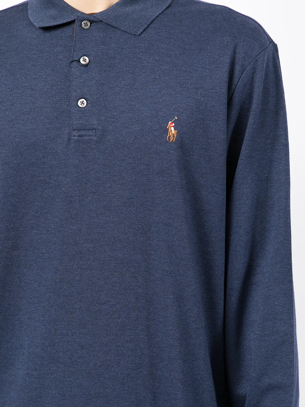 camisa polo de manga comprida com logotipo bordado