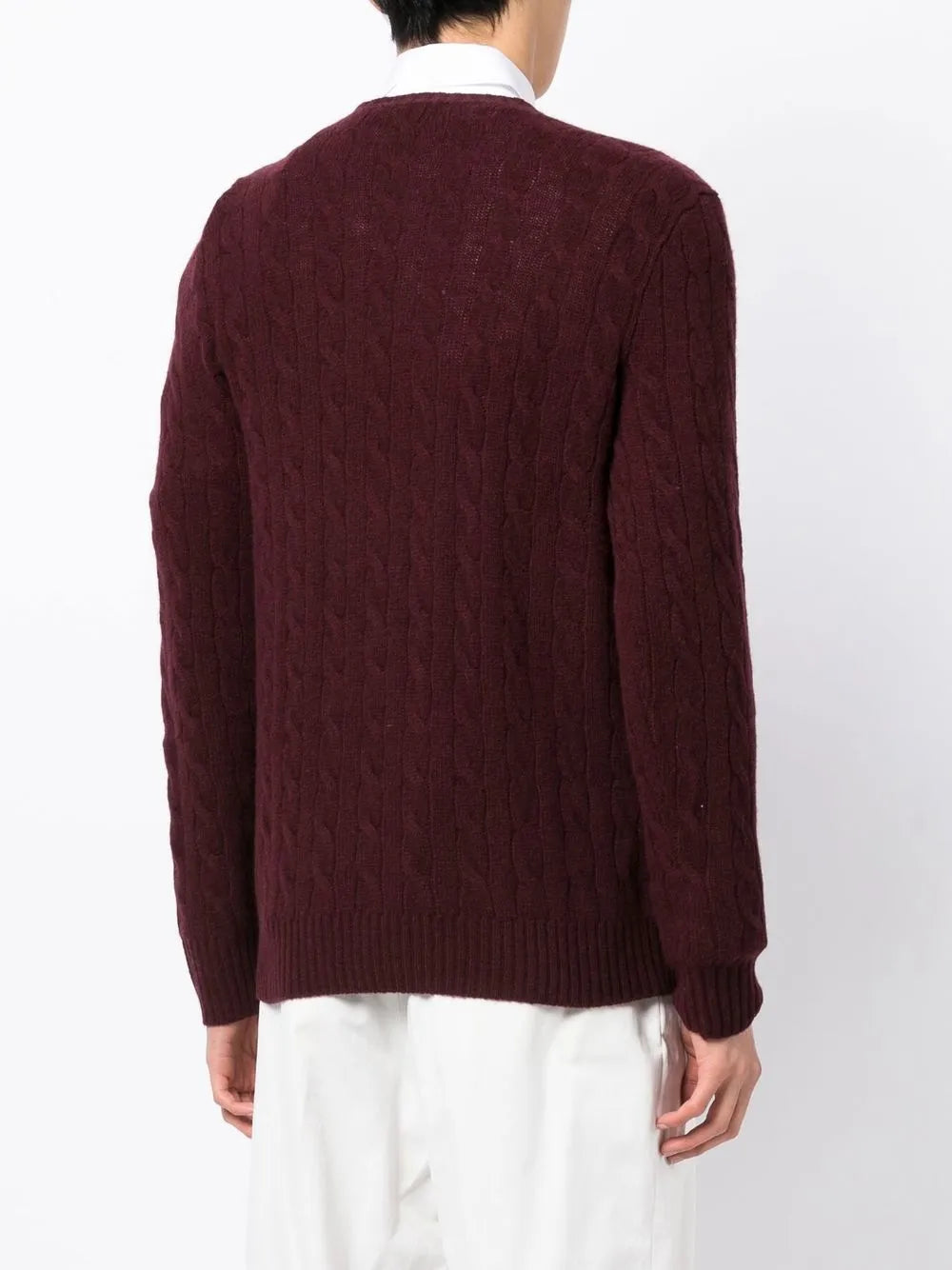 suéter de cashmere tricotado com trança