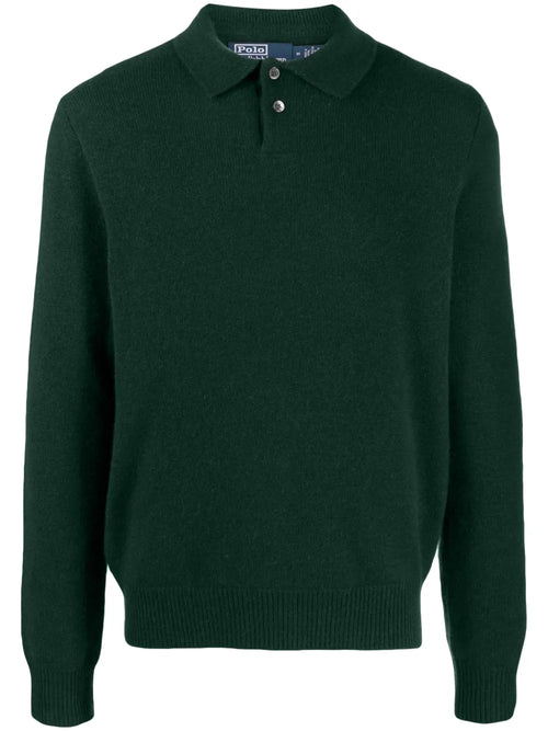 camisa polo de cashmere de manga comprida