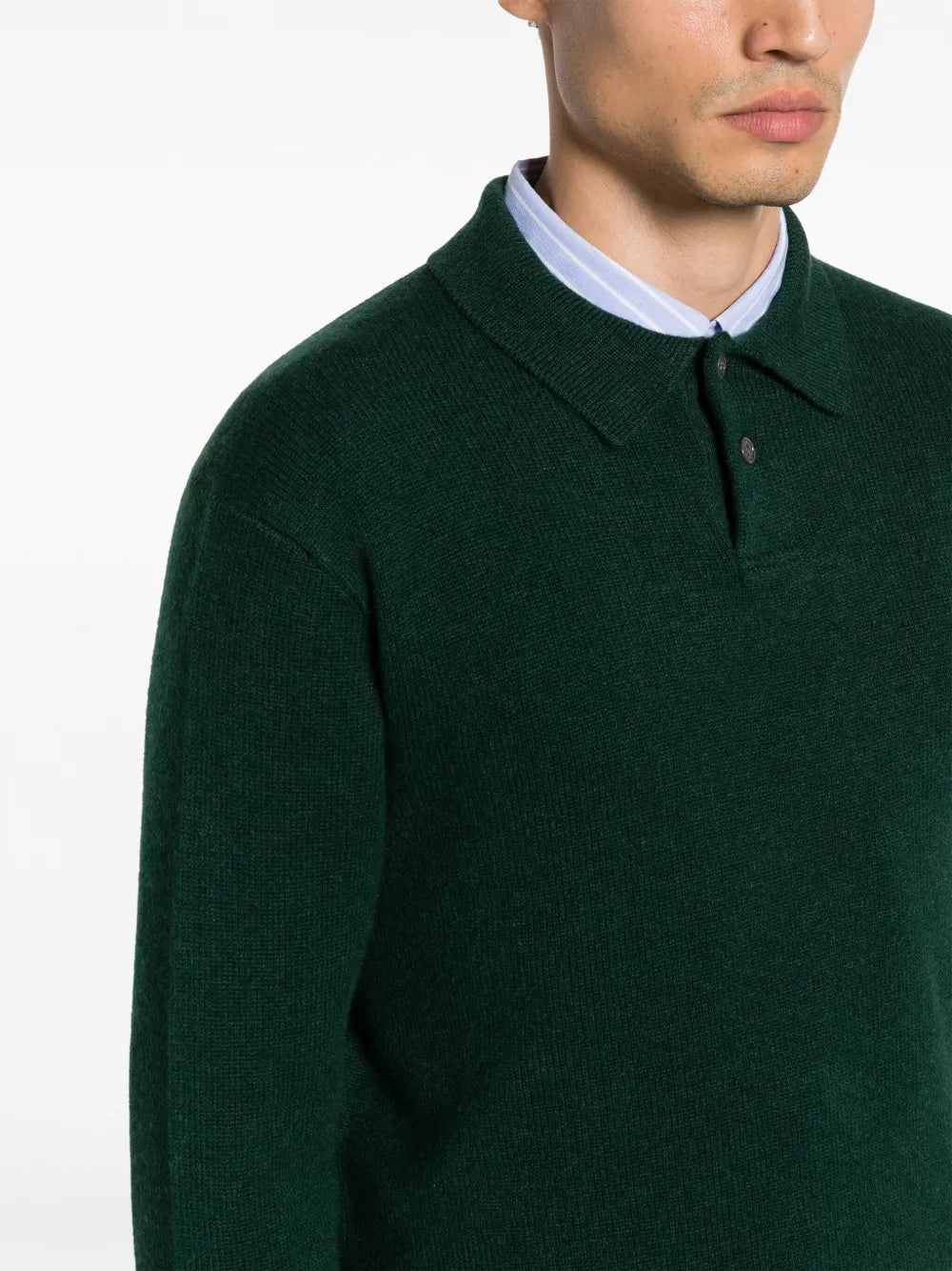camisa polo de cashmere de manga comprida