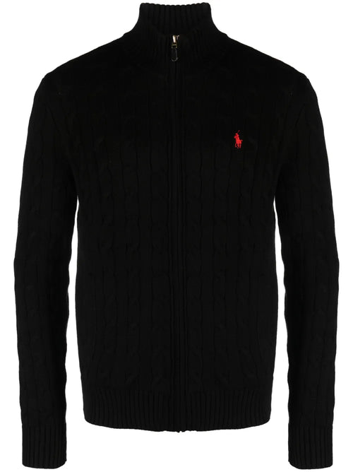 cardigan de algodão tricotado com zíper