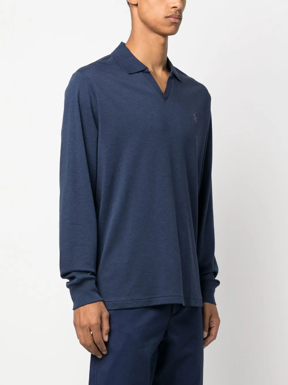 camisa polo de algodão com gola aberta