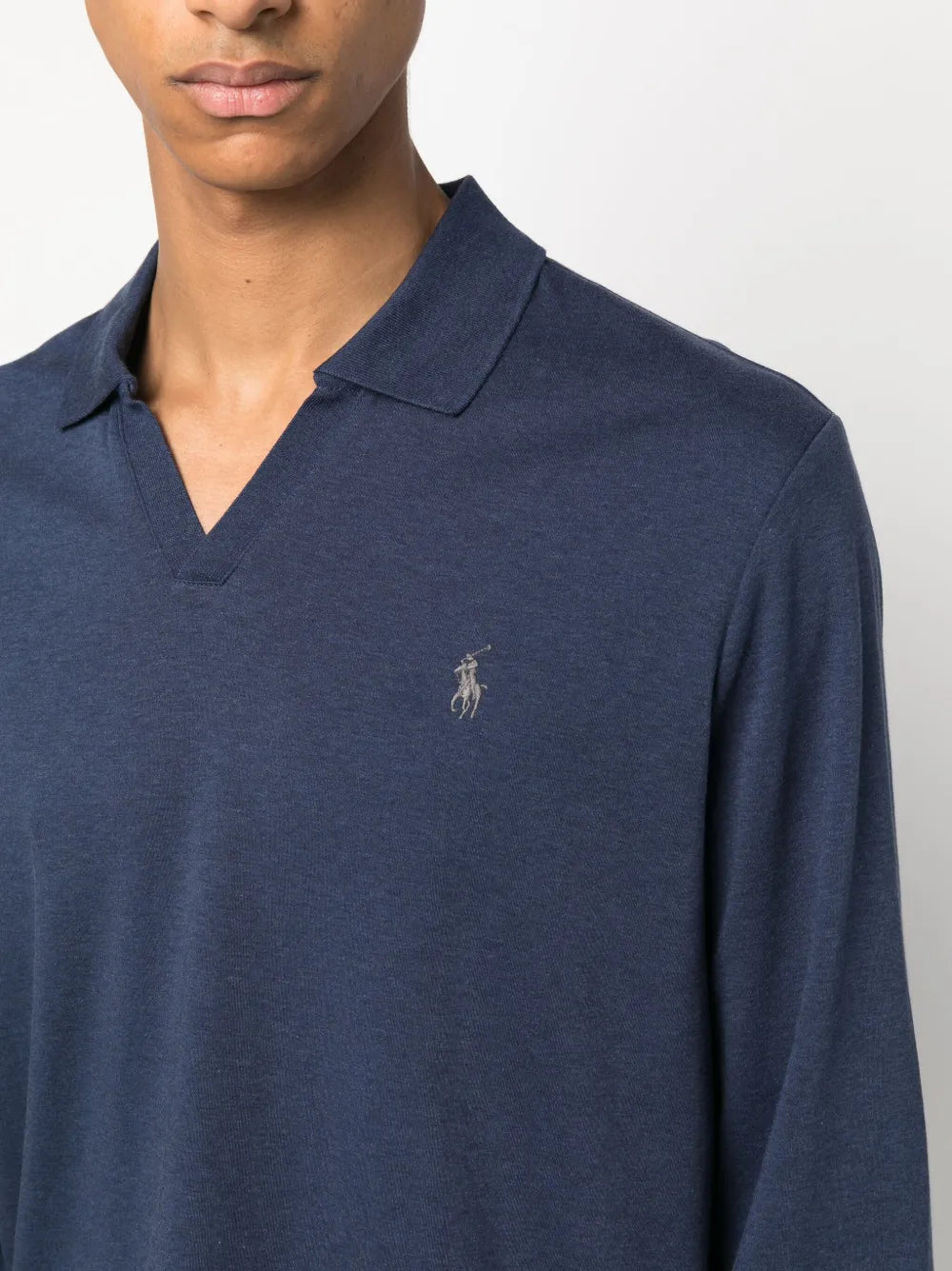 camisa polo de algodão com gola aberta