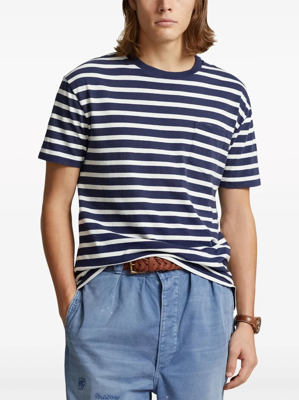 camiseta de algodão com patch de logotipo