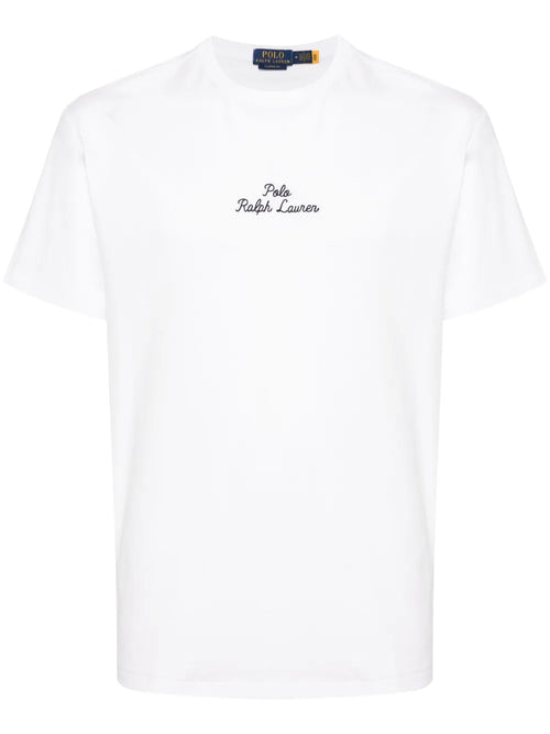 camiseta de algodão com logotipo bordado