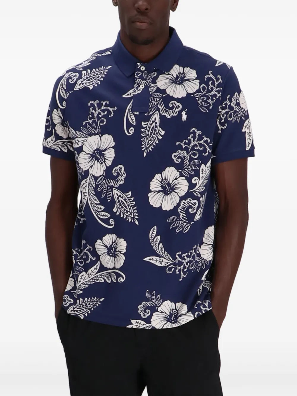 camisa polo com estampa floral