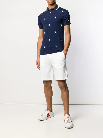 shorts de corrida com logotipo branco