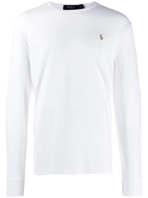 camiseta de manga comprida com logotipo bordado