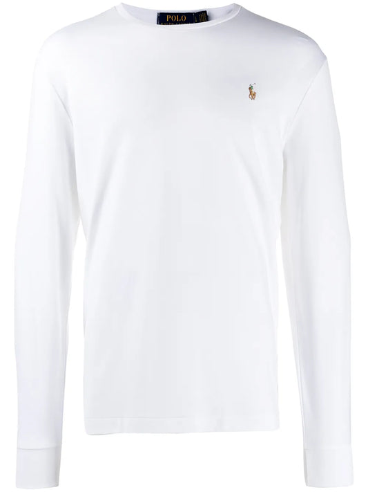 camiseta de manga comprida com logotipo bordado