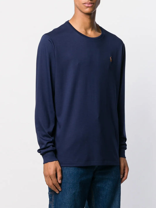 camiseta de manga comprida bordada com logotipo