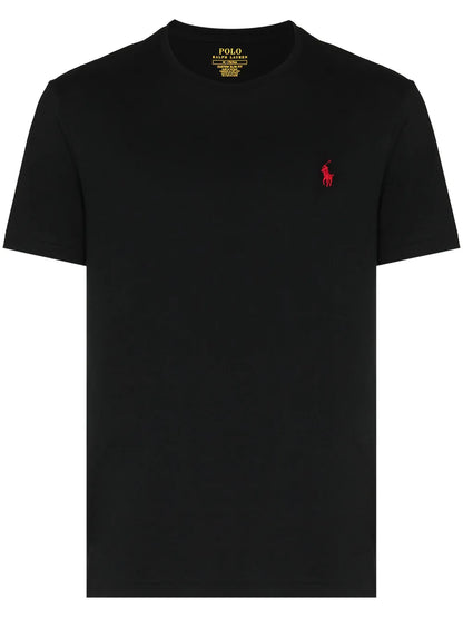 camiseta de algodão com logotipo bordado