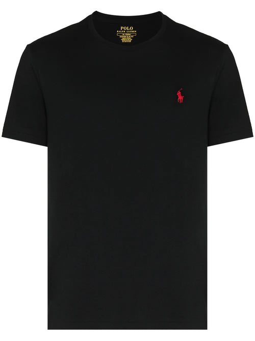 camiseta de algodão com logotipo bordado