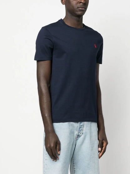 camiseta de algodão com logotipo bordado