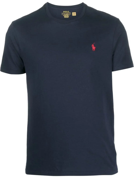 camiseta de algodão com logotipo bordado