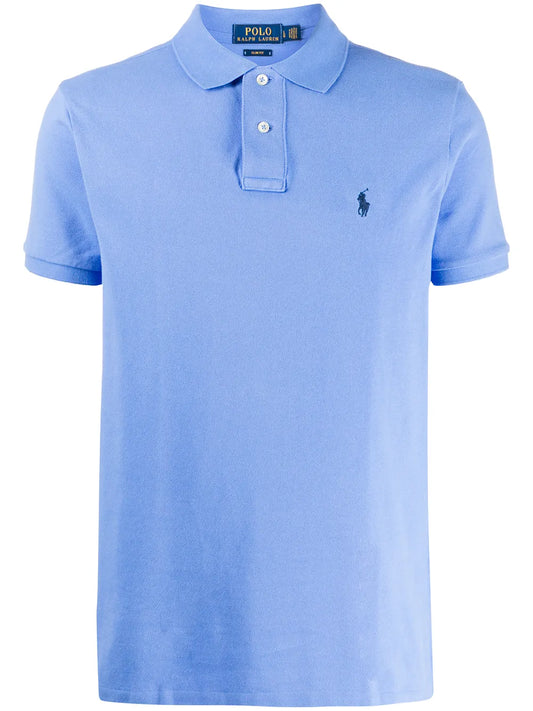 camisa polo de manga curta com logotipo bordado