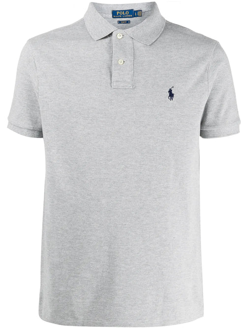 camisa polo de manga curta com logotipo bordado