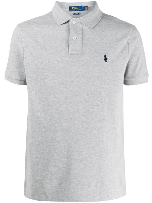 camisa polo de manga curta com logotipo bordado