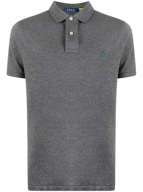 camisa polo de manga curta com patch de logotipo