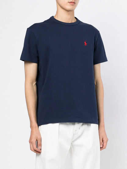 camiseta de algodão com logotipo bordado