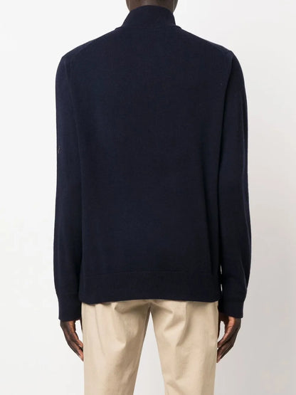 cardigan com zíper e logotipo bordado