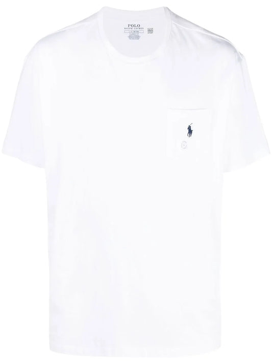 camiseta de manga curta com logotipo bordado