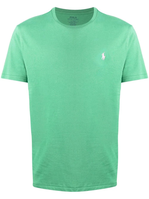 camiseta de algodão com logotipo bordado