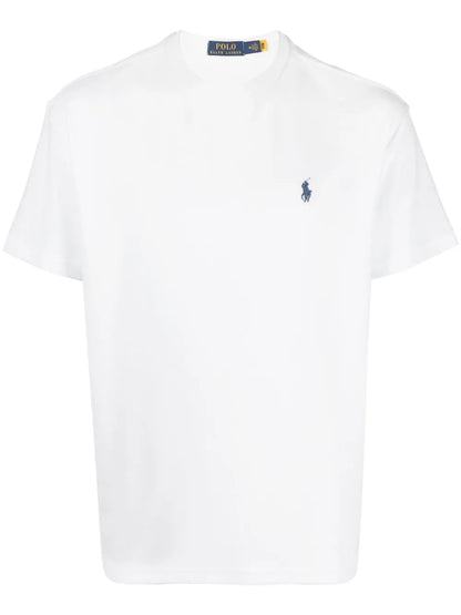 camiseta de algodão com logotipo bordado