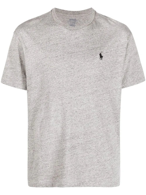 camiseta de algodão com bordado de logotipo