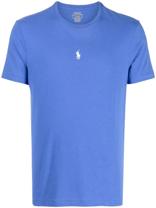 camiseta slim fit com logotipo bordado