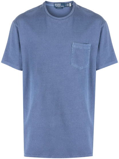 camiseta de algodão com bolso no peito