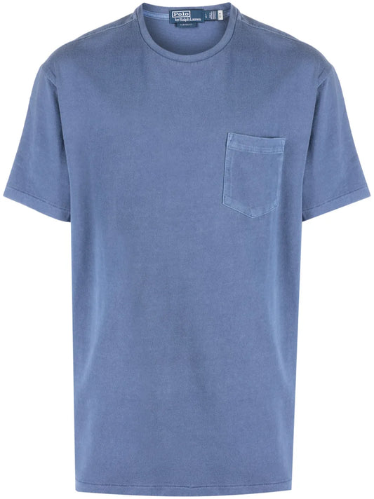 camiseta de algodão com bolso no peito