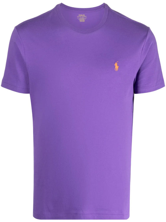 camiseta de algodão com logotipo bordado