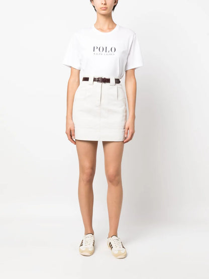 camiseta de algodão com estampa de logotipo