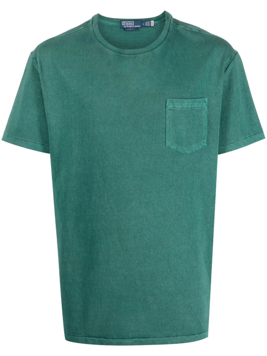 camiseta de algodão com bolso no peito