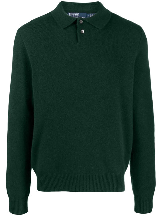 camisa polo de cashmere de manga comprida