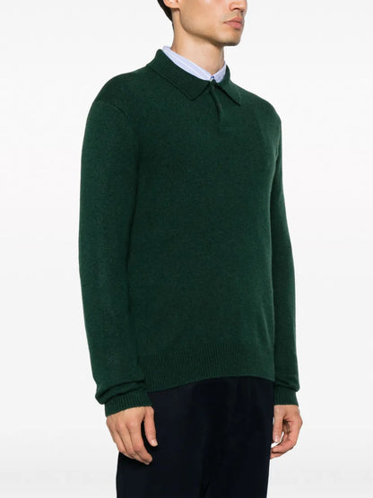 camisa polo de cashmere de manga comprida