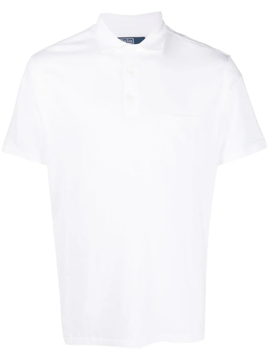 camisa polo de manga curta com logotipo bordado