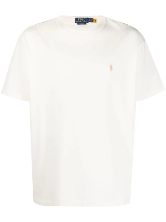 camiseta de algodão com logotipo bordado