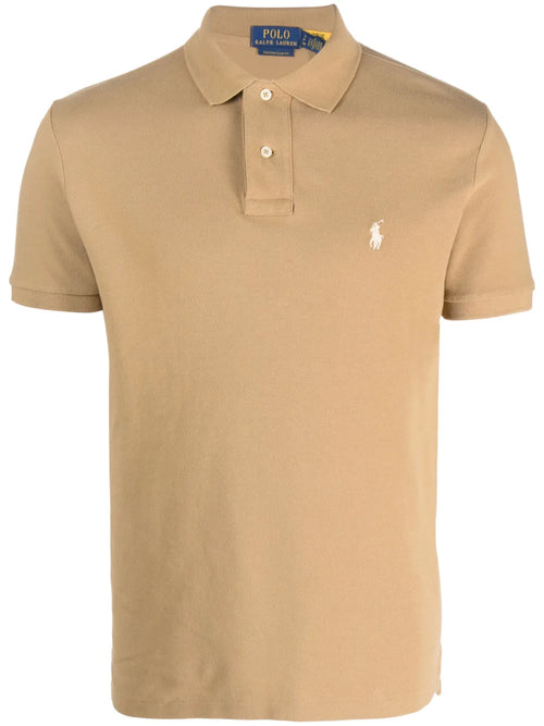 polo de manga curta com logotipo bordado