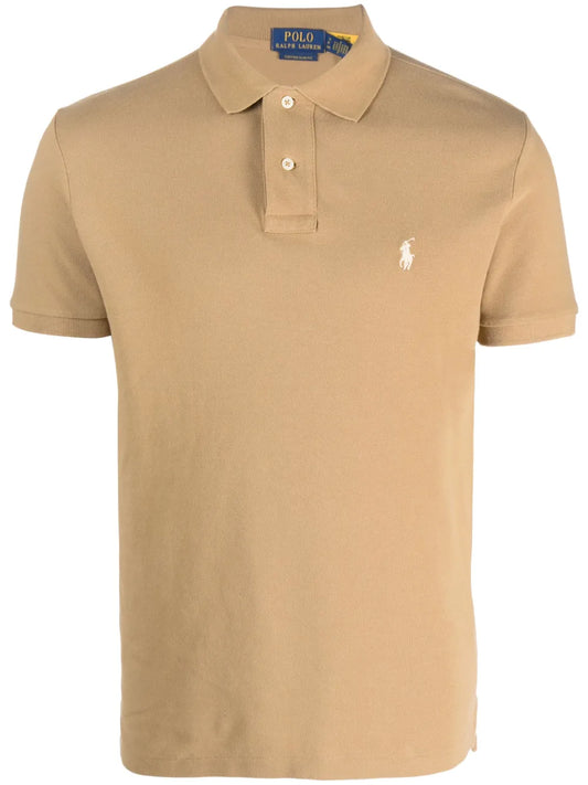 polo de manga curta com logotipo bordado