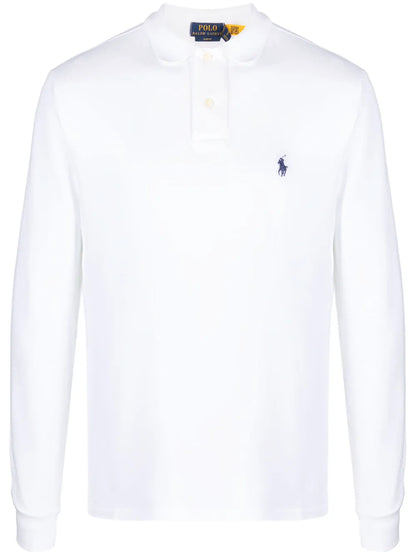 Camisa polo de manga comprida bordada com pony