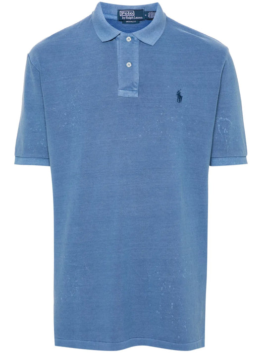 camisa polo de algodão com logotipo bordado