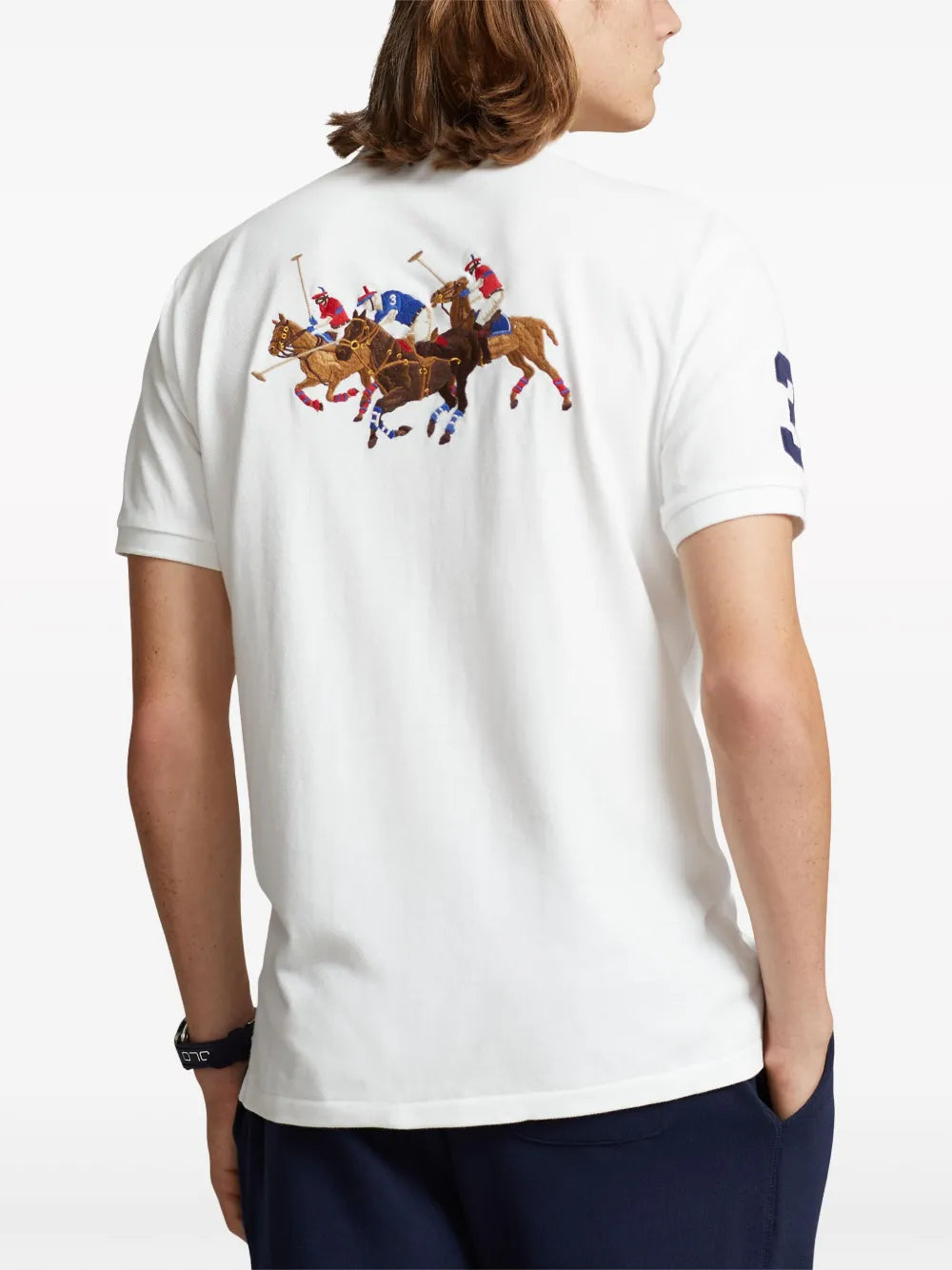 Camisa polo de algodão bordada Triple Pony
