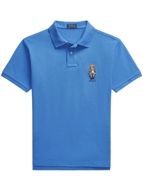 Camisa polo de algodão bordada com urso Polo