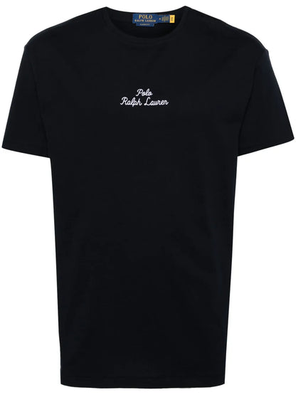 camiseta de algodão com logotipo bordado