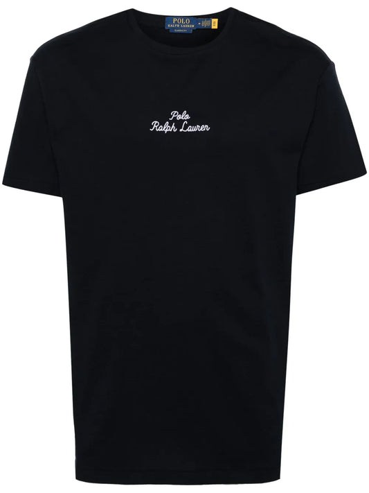 camiseta de algodão com logotipo bordado