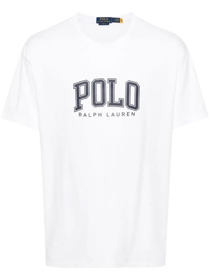 camiseta de algodão com estampa de logotipo