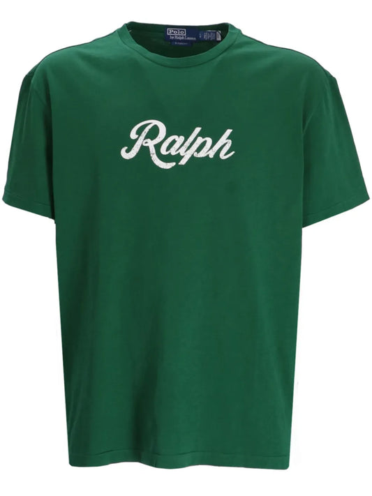 camiseta de algodão com estampa de logotipo