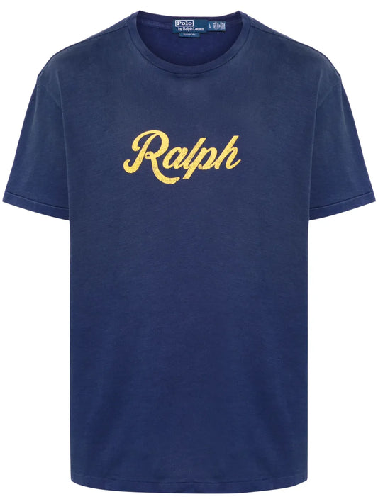 camiseta de algodão com estampa de logotipo