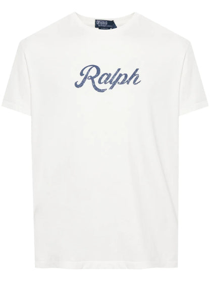 camiseta de algodão com estampa de logotipo